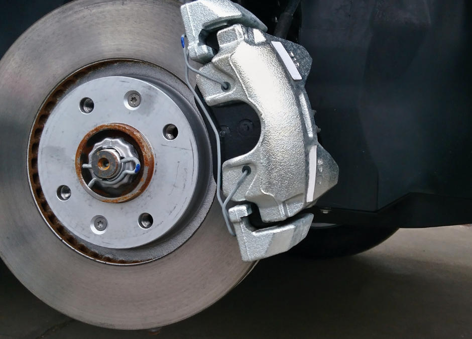 Worn out brake pads replaced by brand new ones