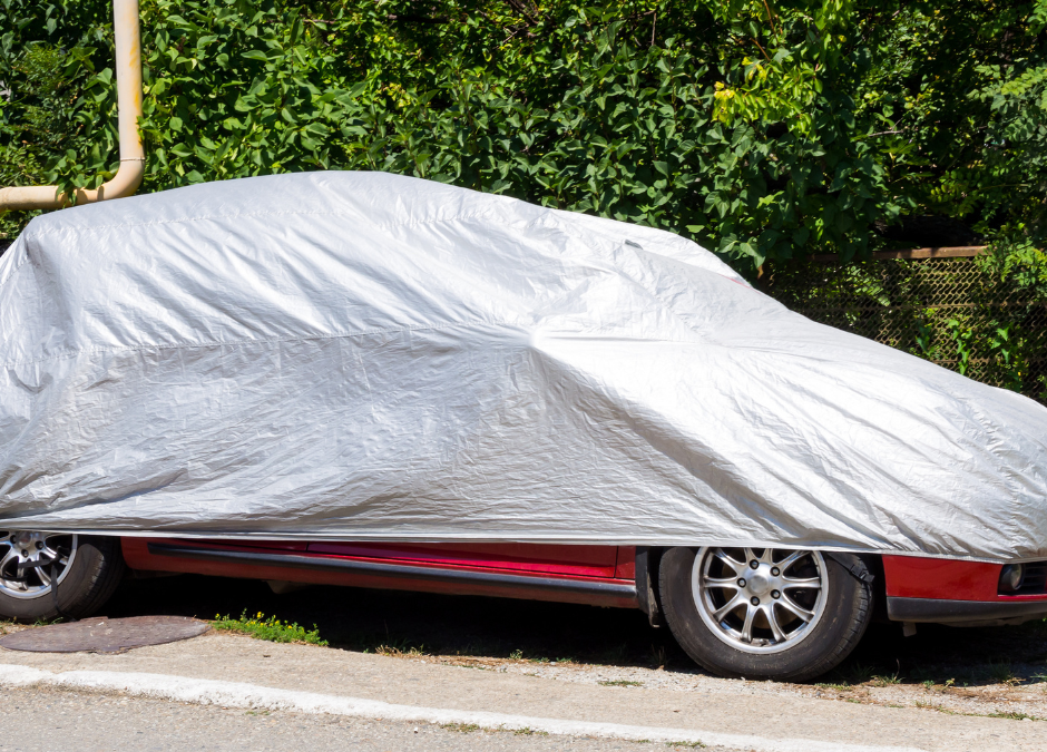 Car under tarp